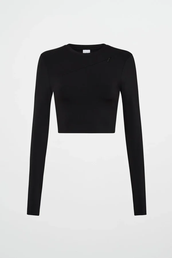 Contrast Long Sleeve Crop Top 389