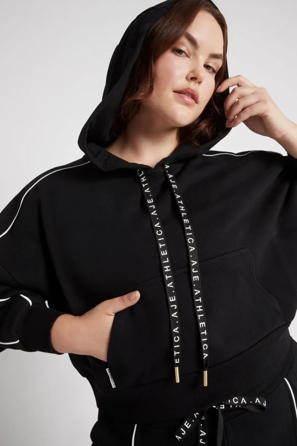 Cropped Essential Contrast Piping Hoodie 405