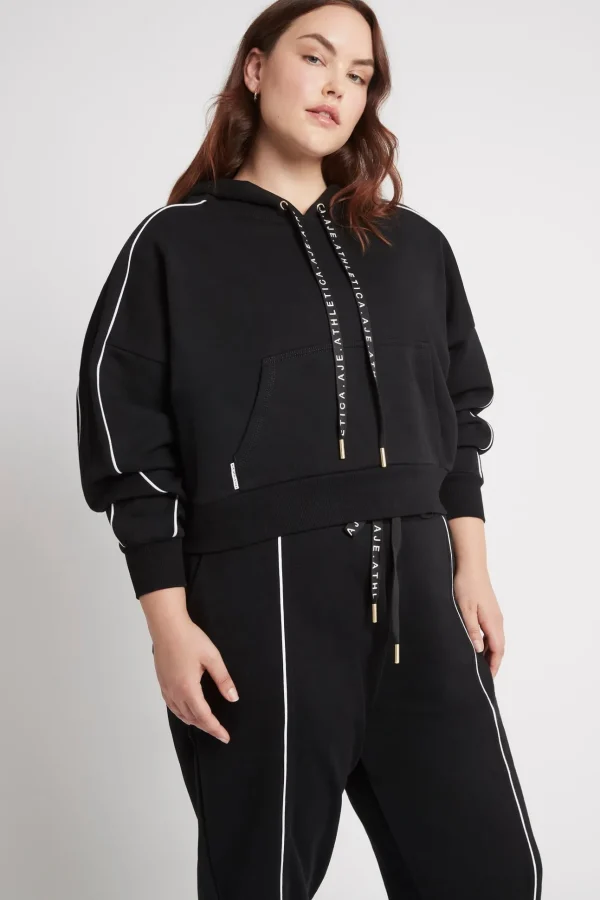 Cropped Essential Contrast Piping Hoodie 405