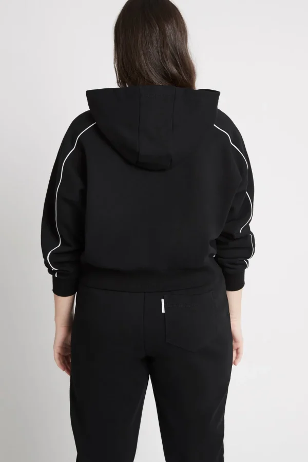 Cropped Essential Contrast Piping Hoodie 405