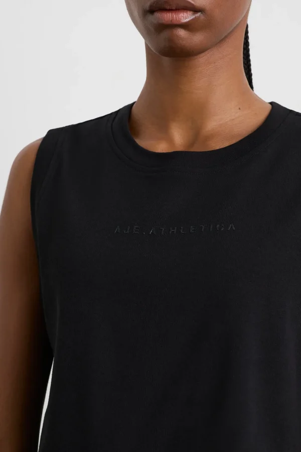 Cropped Logo Mesh Boxy Tank 146