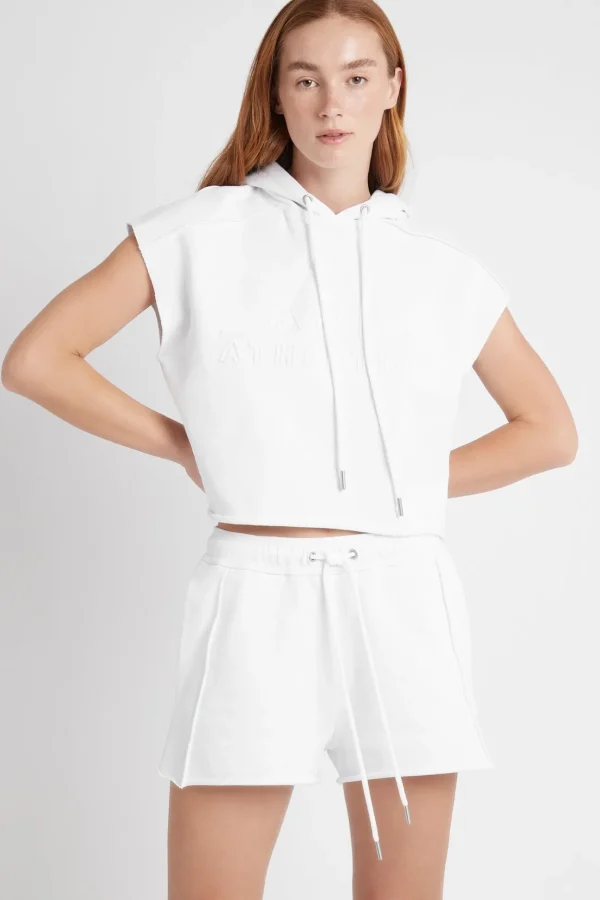 Embossed Classic Short Sleeve Cropped Hoodie 402