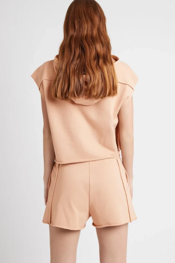 Embossed Classic Short Sleeve Cropped Hoodie 402