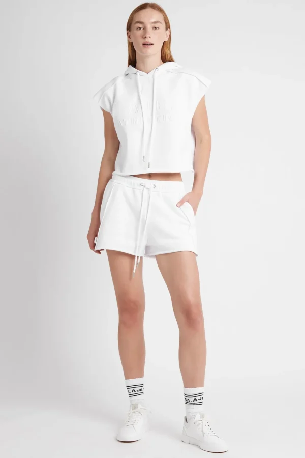 Embossed Classic Short Sleeve Cropped Hoodie 402