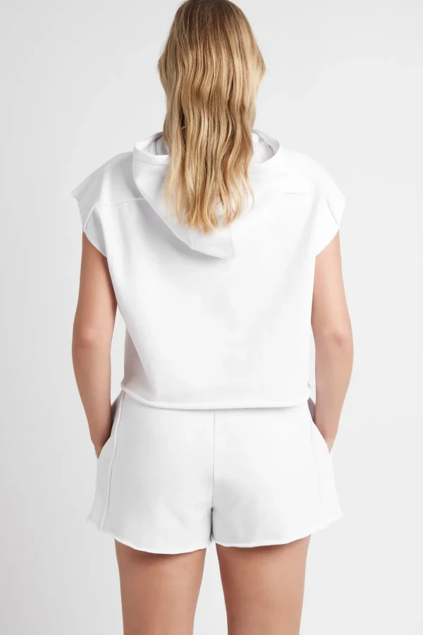 Embossed Classic Short Sleeve Cropped Hoodie 402