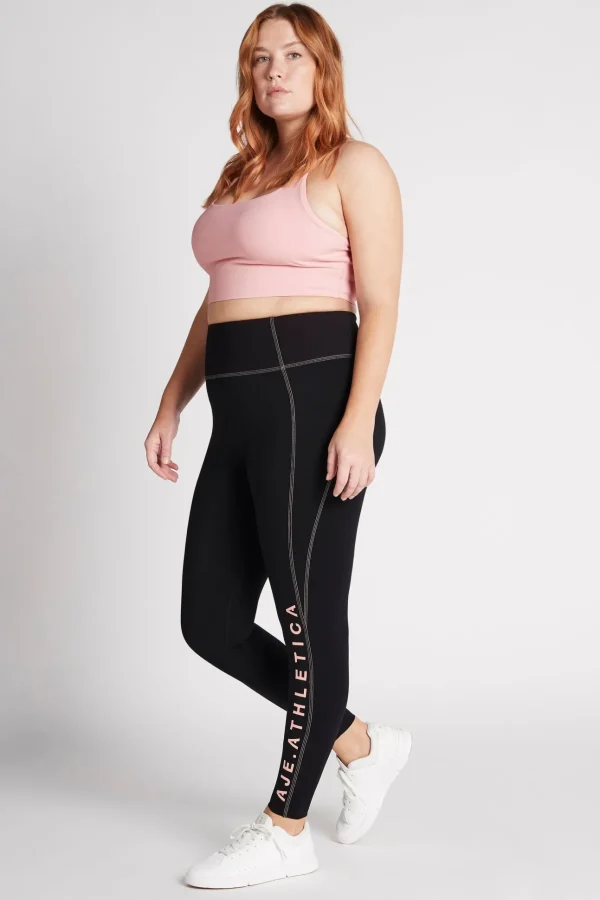 High Rise Contrast Stitch Logo Full Length Legging 203