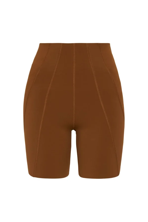 High Rise Mid Length Embossed Bike Short 615