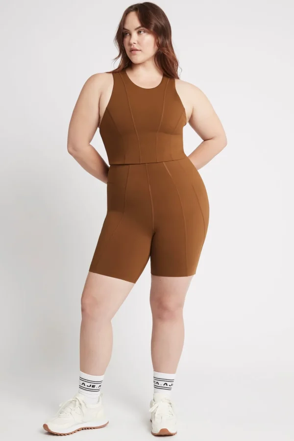 High Rise Mid Length Embossed Bike Short 615