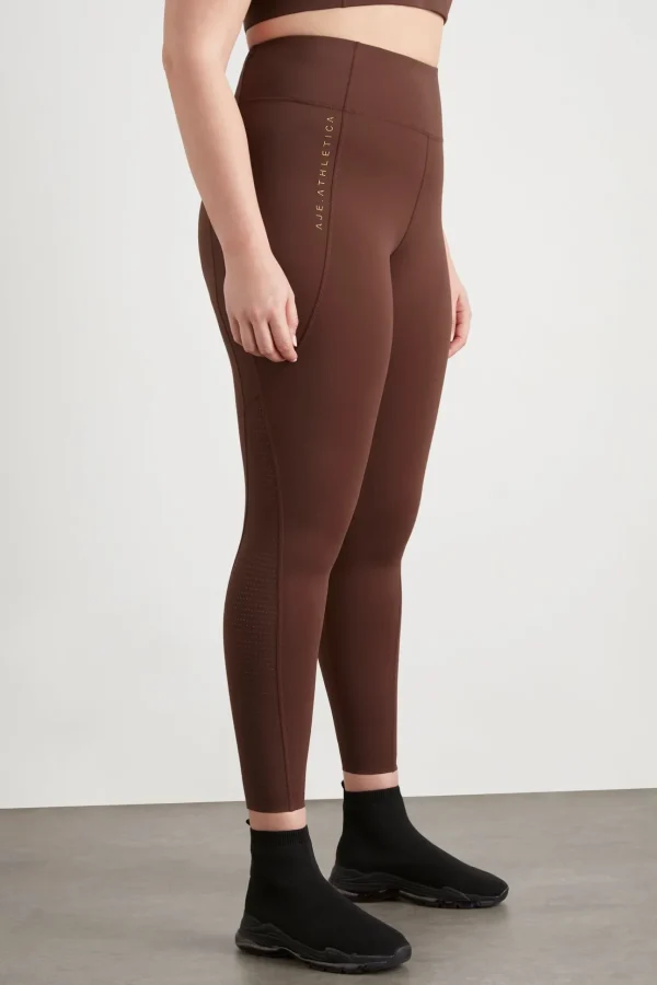 High Rise Perforated Hem Full Length Legging 227