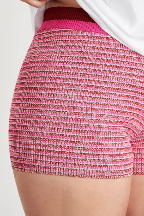 High Rise Striped Knit Bike Shorts 625