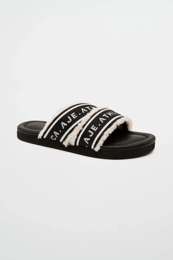 Logotape Shearling Slides 938
