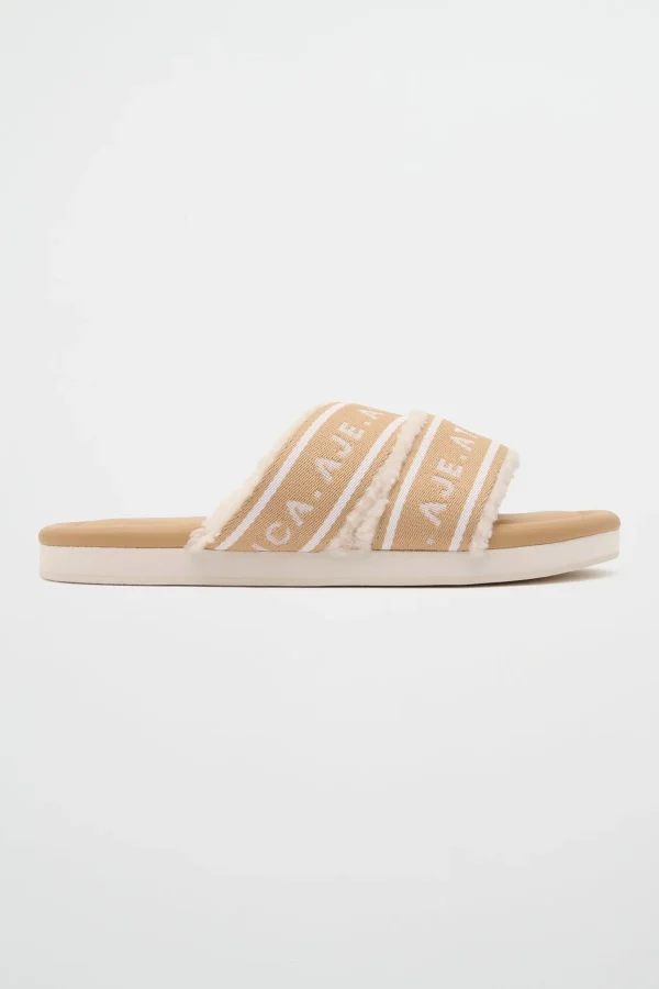 Logotape Shearling Slides 938