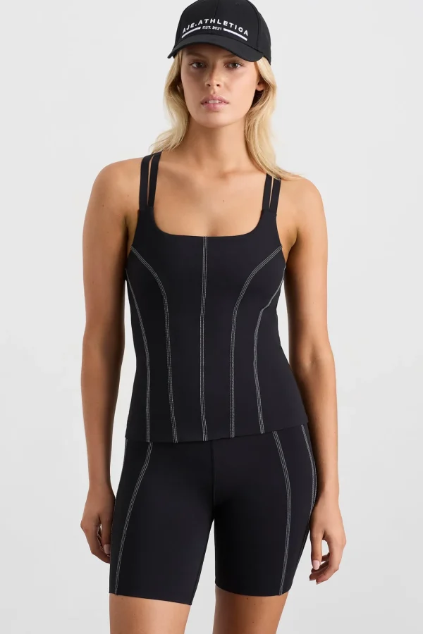 Long Line Top Stitch Tank 123