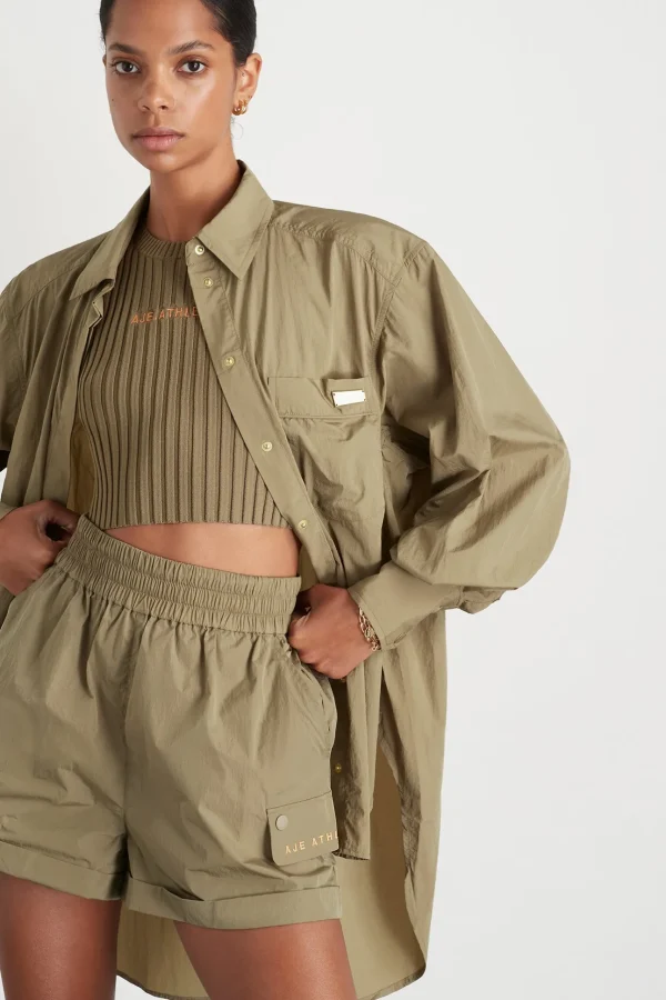 Side Split Windbreaker Shirt 406